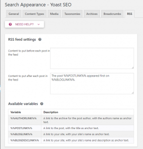 RSS feed settings - tối ưu Seo cho wordpress