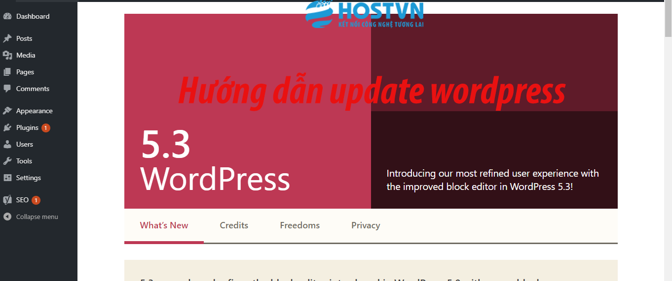 Hướng dẫn update phiên bản wordpress
