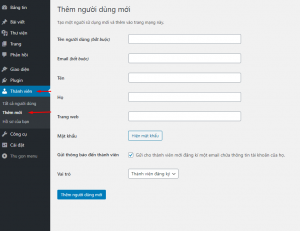 thêm người dùng cho WordPress