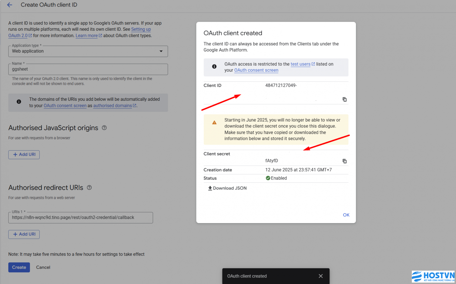 Kết nối n8n với Google Sheets
