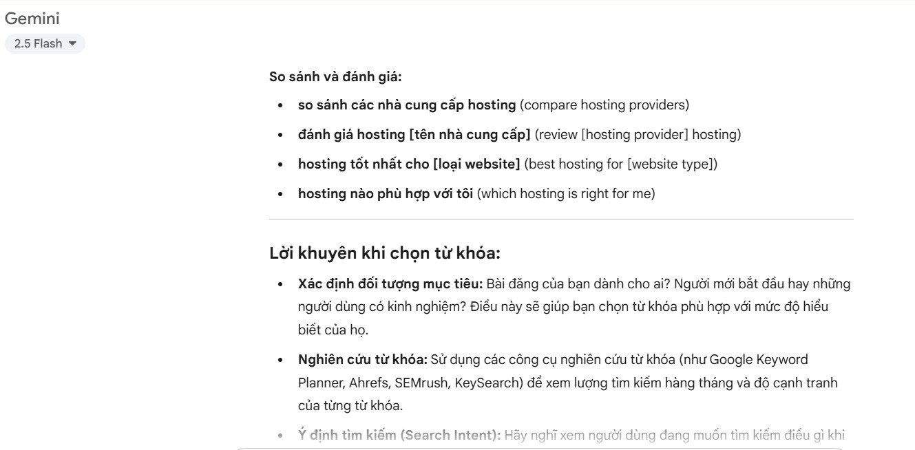 tạo yêu cầu cho Gemini