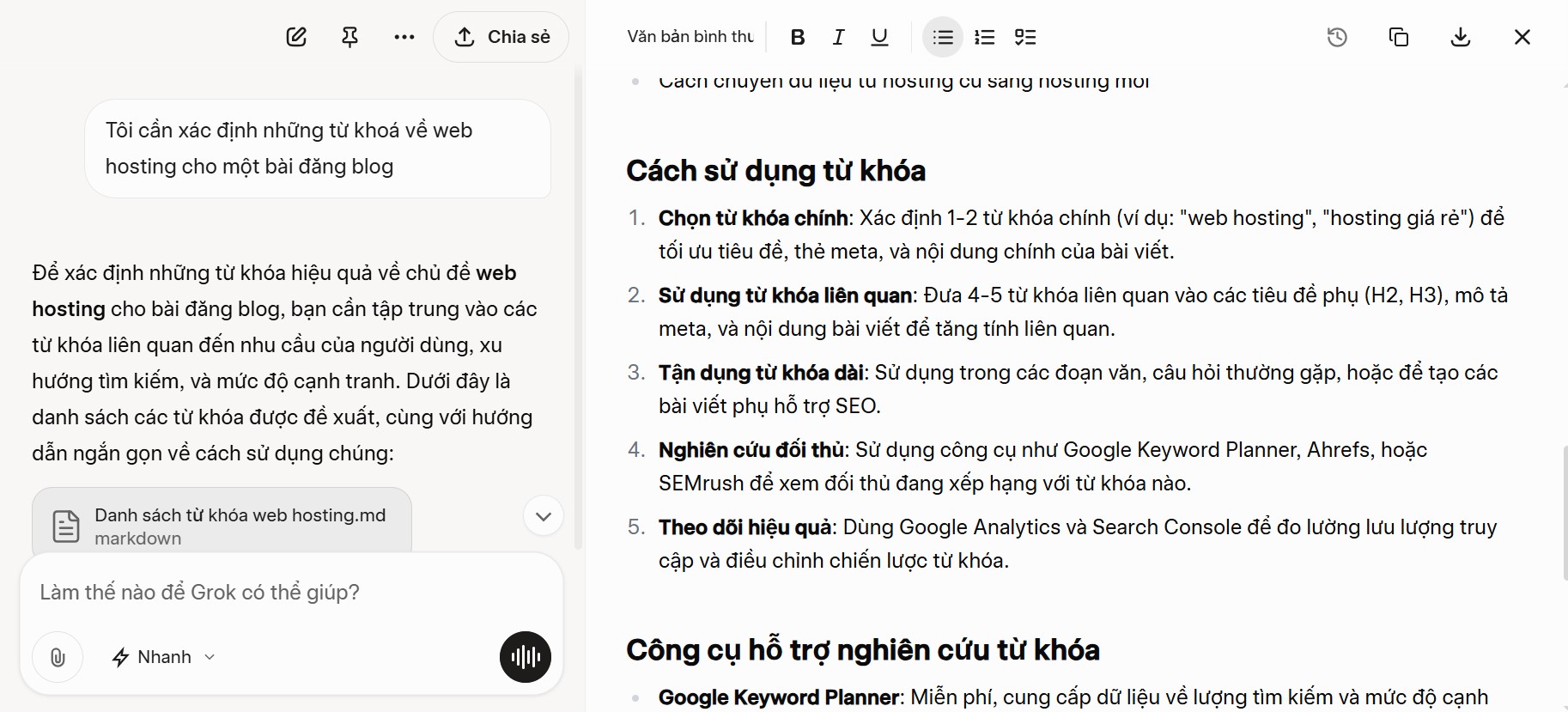 tạo yêu cầu cho Grok